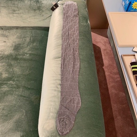 Fendi Accessories - FENDI Double F Logo Metallic Tights